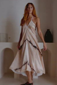 Altair Silk Halter Dress in Shibori - Snagva