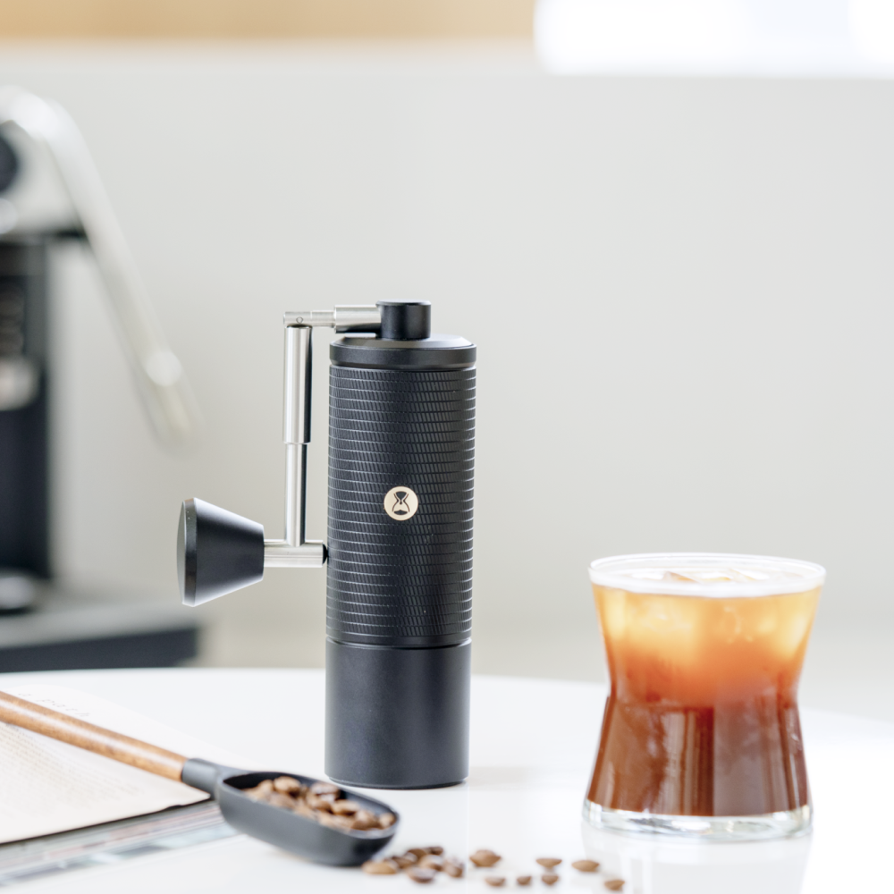 TIMEMORE Chestnut C5 coffee grinder standing on countertop