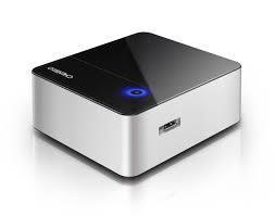 Compact black Chenbro Cubicom200 NUC computer case with ventilation on the front panel