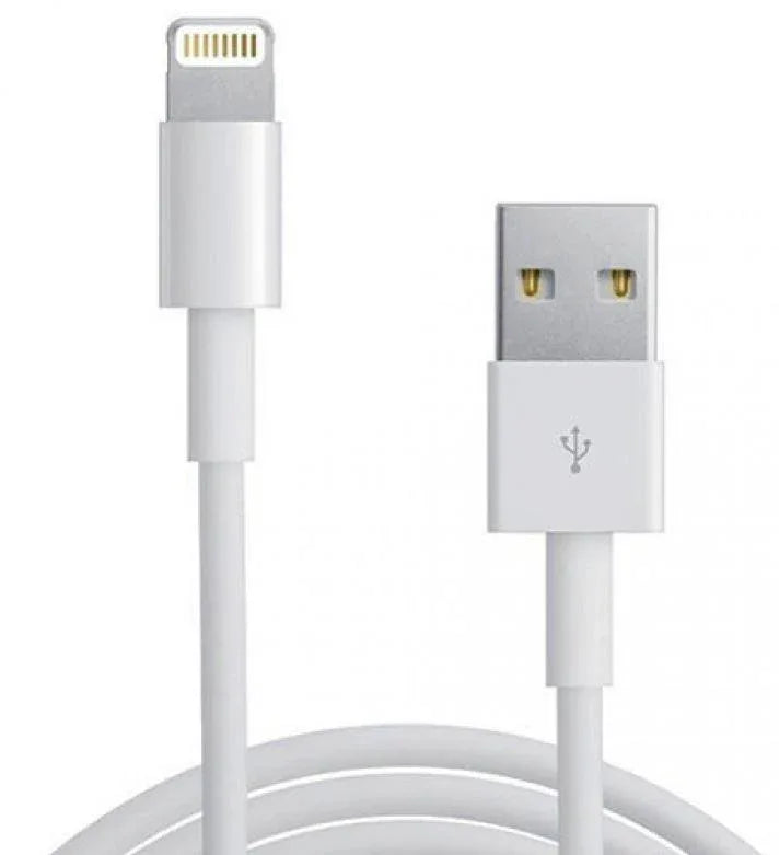 White 1 meter USB to Lightning data sync and charging cable for iPhone.