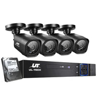 UL-tech 1080P CCTV camera system box with security camera and accessories laid out
