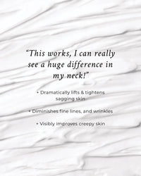 Illustration highlighting lifting and tightening effects of the neck creme.