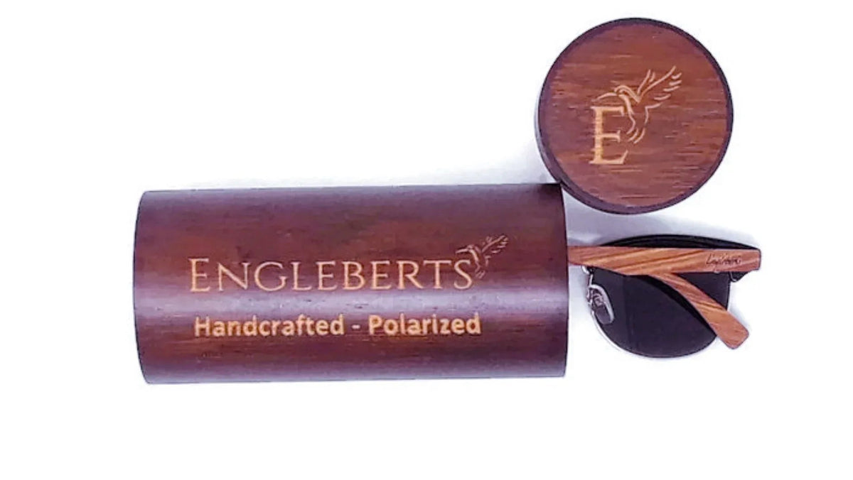 Real Walnut Wood Club Style Sunglasses With Bamboo Case, Polarized - Snagva