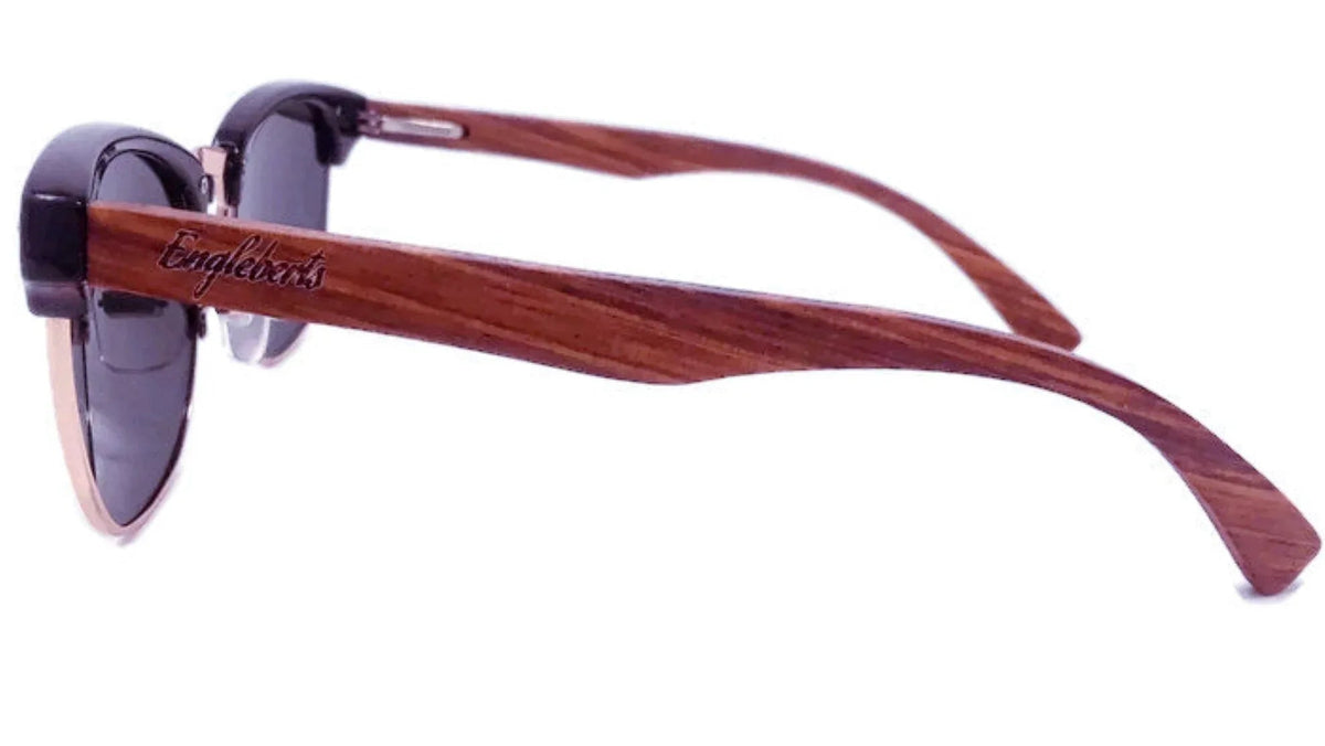 Real Walnut Wood Club Style Sunglasses With Bamboo Case, Polarized - Snagva