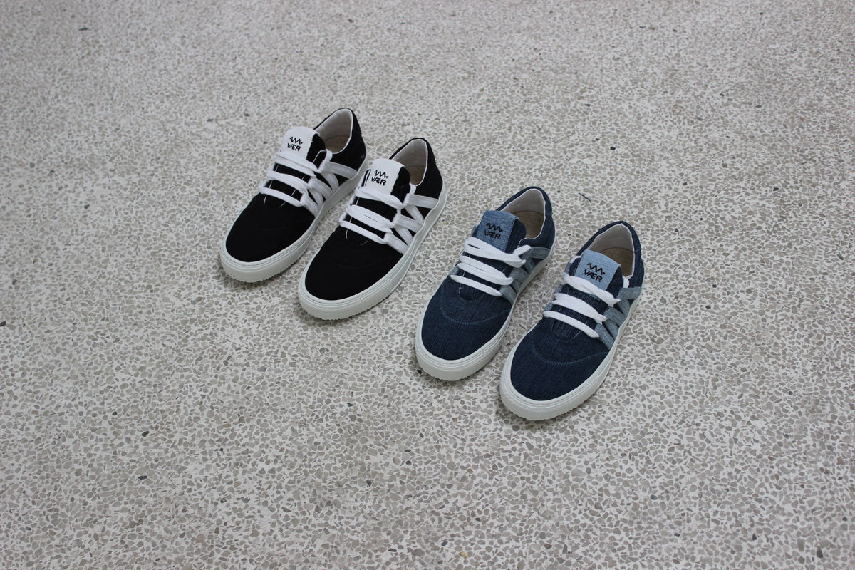 Black Phoenix Sneaker - paired shoes black and blue colorway comparison