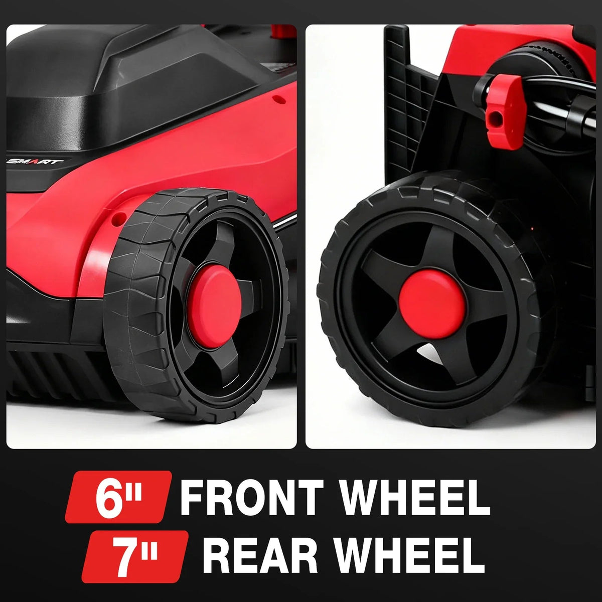 A compact, green electric lawn mower with a foldable handle, suitable for small lawns and adjustable cutting heights.