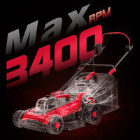 A compact, green electric push lawn mower with a 14-inch deck and foldable handle, suitable for small yards.