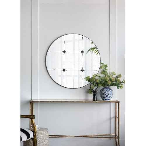 D36" Traditional Decor Style Round Antique Glass Wall Mirror, Wall