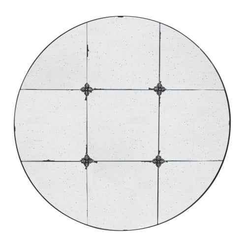 D36" Traditional Decor Style Round Antique Glass Wall Mirror, Wall