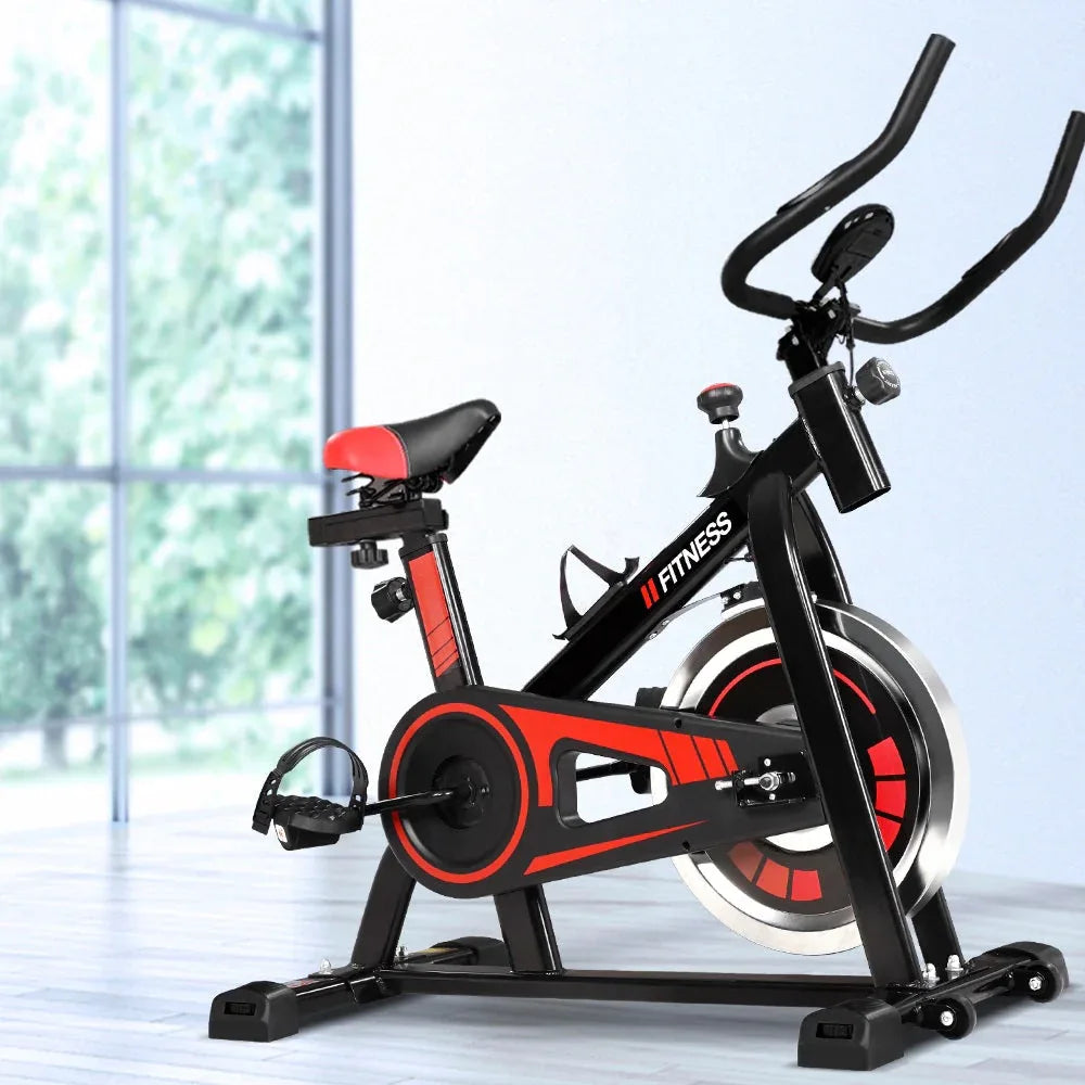 Boxed spin bike ready for delivery with packaging visible
