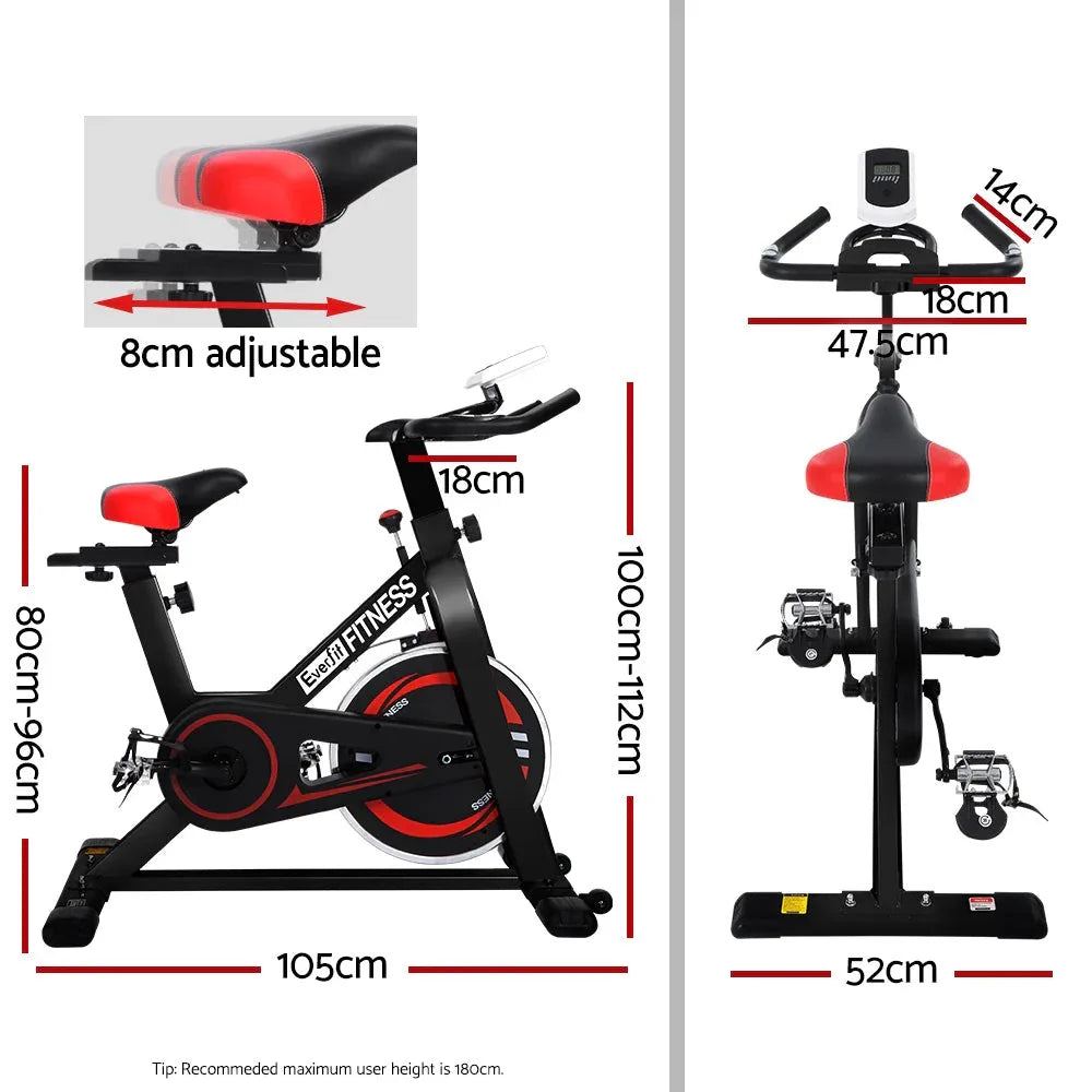 Close-up of the flywheel and resistance control knob on the Everfit Spin Exercise Bike.