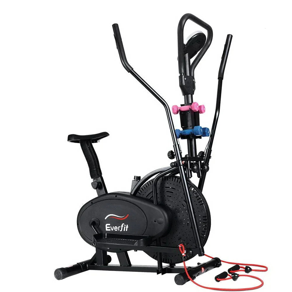 Side view of Everfit 6in1 Elliptical Cross Trainer with black frame and pedal details.