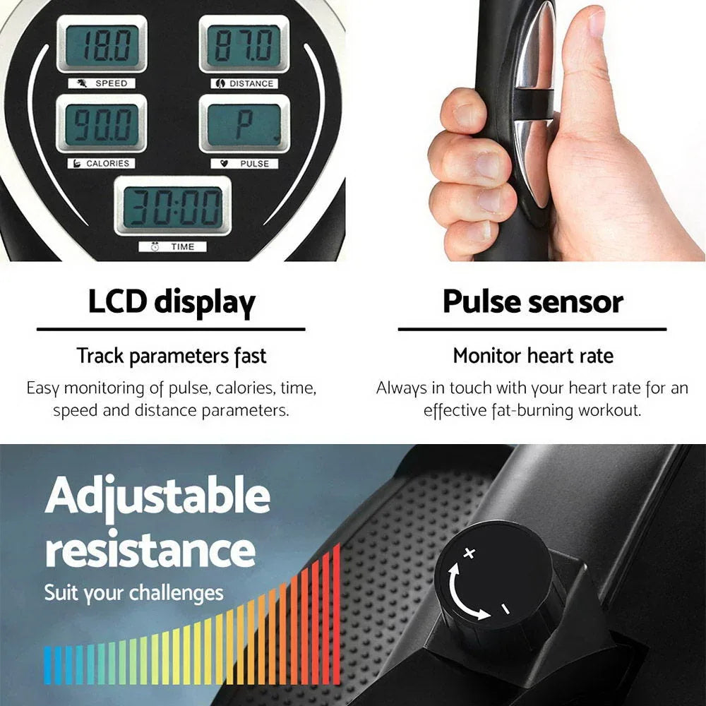 Elliptical Cross Trainer compact design suitable for home gym setups with black finish.