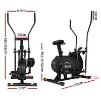 Side view of Everfit elliptical cross trainer showing pedals and adjustable resistance knob.