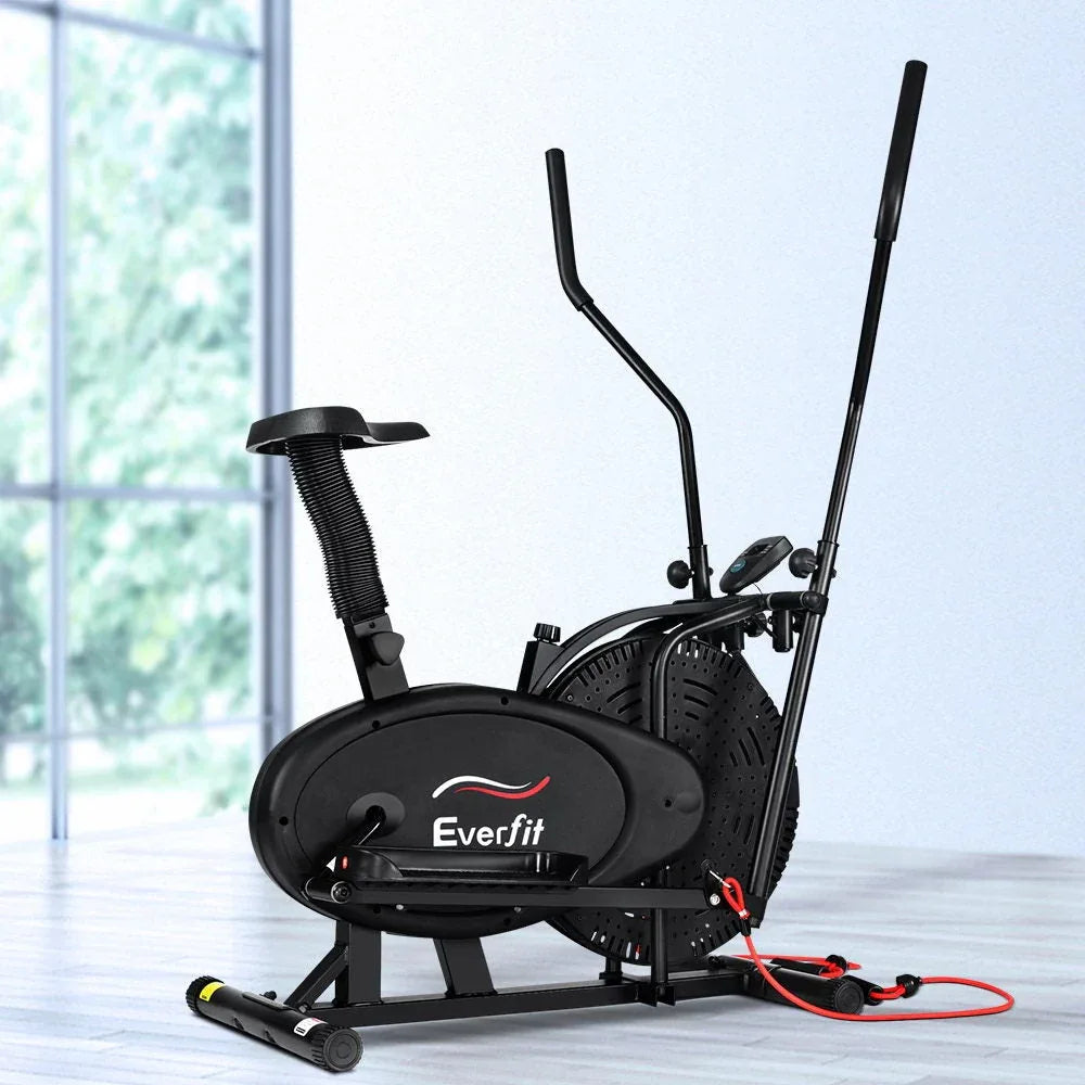 Everfit 4-in-1 elliptical bike boxed for shipping with protective packaging visible.
