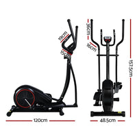 Side view of black Everfit elliptical cross trainer highlighting foot pedals and handlebars