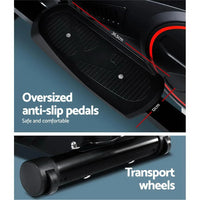 Close-up of textured foot pedals on the elliptical cross trainer