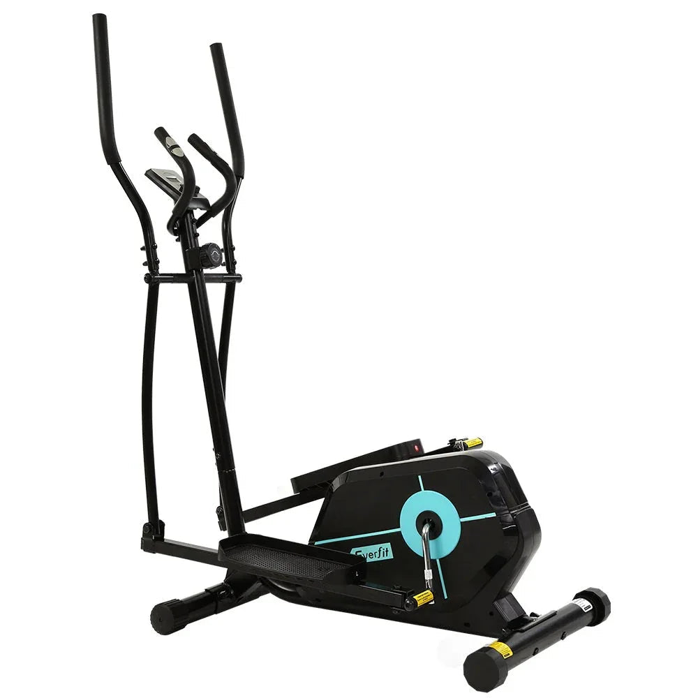 Black Everfit elliptical cross trainer with LCD display and sturdy handles for home gym workouts.