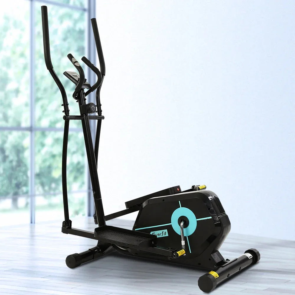 Rear view of Everfit elliptical highlighting smooth pedal movement and frame stability.