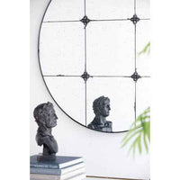 D36" Traditional Decor Style Round Antique Glass Wall Mirror, Wall
