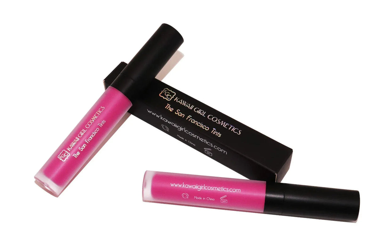 Close-up of vibrant hot pink Embarcadero Tint lip and blush cream with soft velvet texture