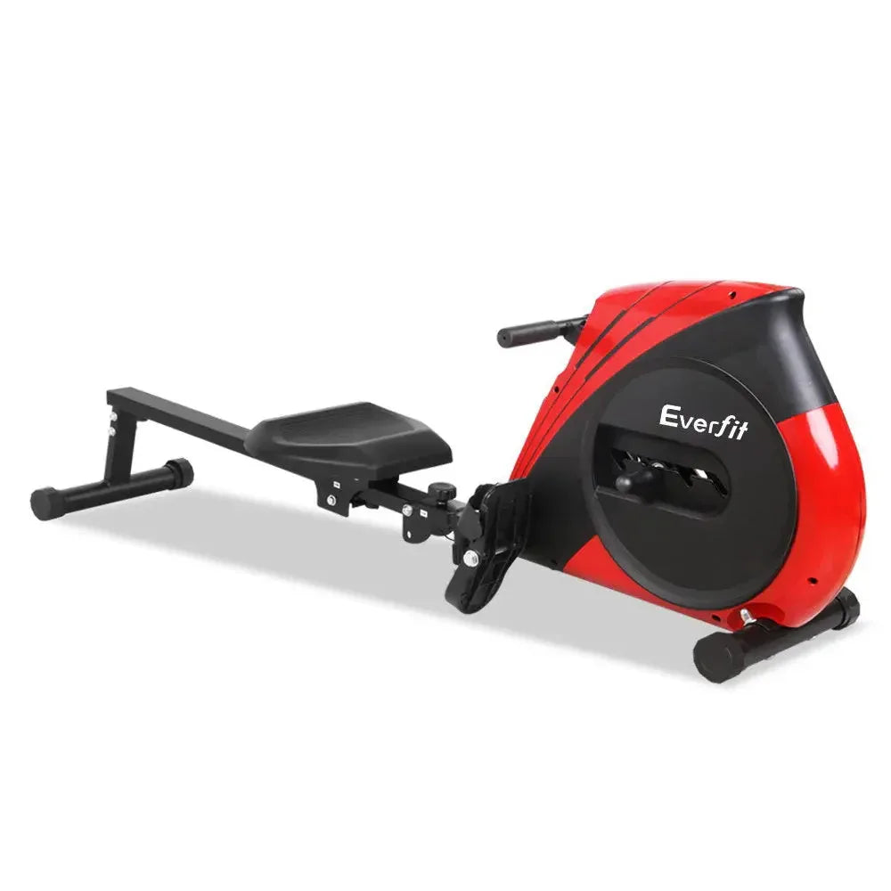 Everfit 4 Level Rowing Exercise Machine angled side view showing black and gray frame and seat.