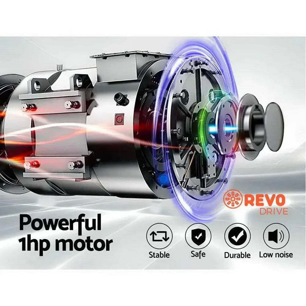Treadmill power drive motor and base area illustrating compact and durable design.