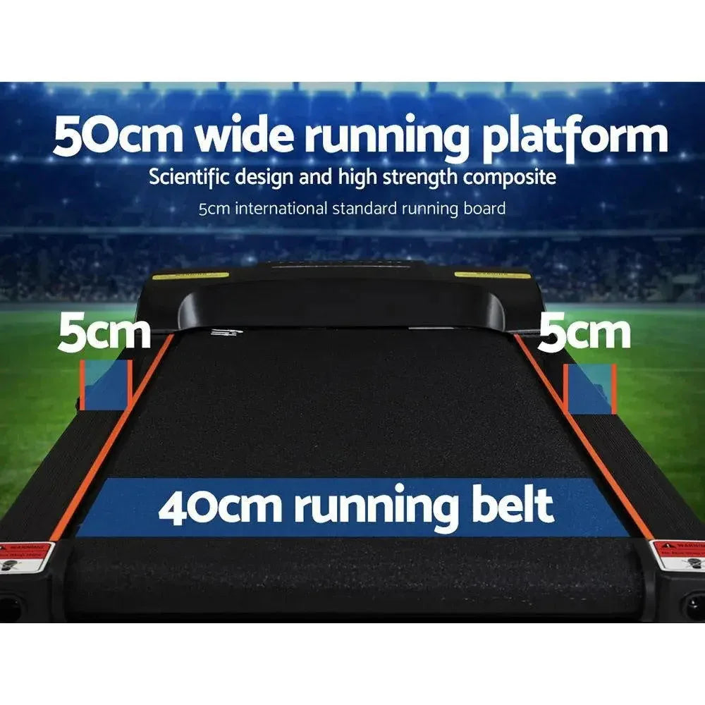 User walking on treadmill with ergonomic design in home gym setting