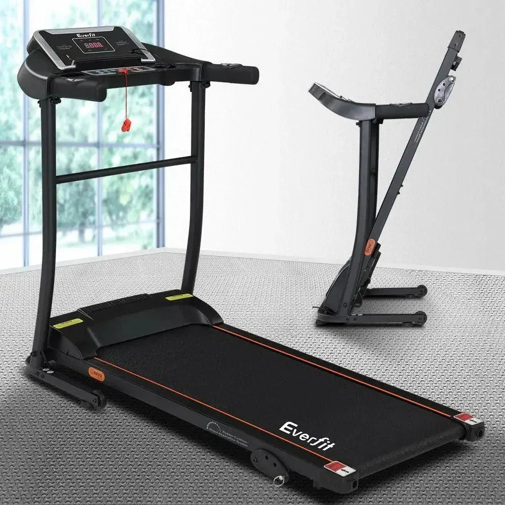 Treadmill with incline feature demonstrated on digital panel and soft-grip handle