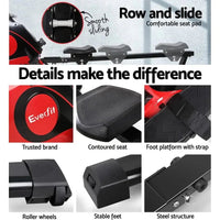 Large LCD display console on the Everfit rowing machine showing workout tracking features.
