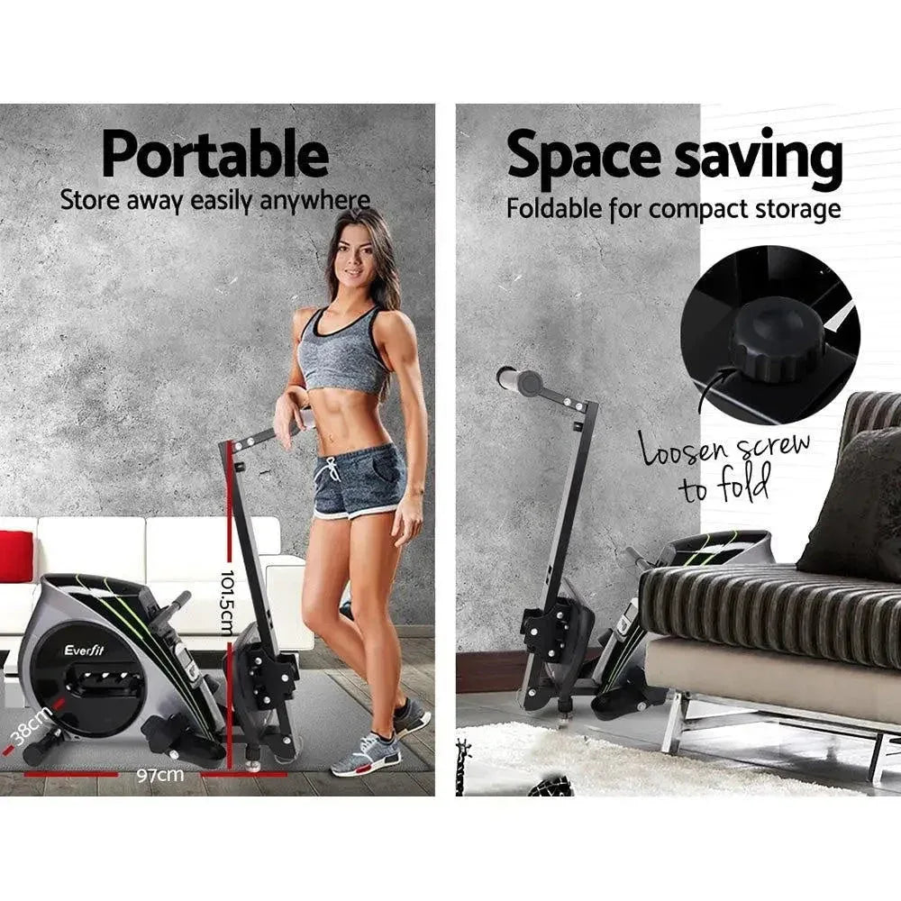 Side view of rowing machine frame and adjustable foot straps against white background