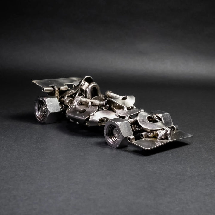 Scrap Metal Formula 1 Car, Steel Indy Car Figurine, Nuts and Bolts - Snagva