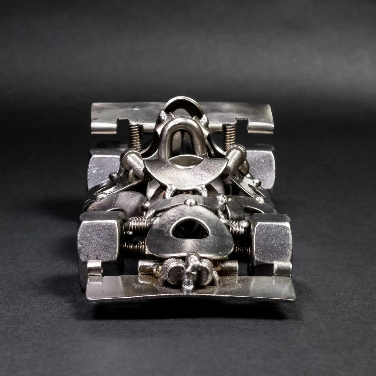 Scrap Metal Formula 1 Car, Steel Indy Car Figurine, Nuts and Bolts - Snagva