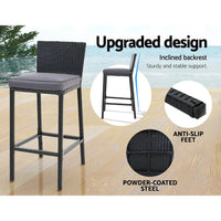 Gardeon outdoor bar set with matching stools placed on patio floor