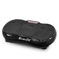 Black round vibration machine plate platform with digital display on top for home fitness.