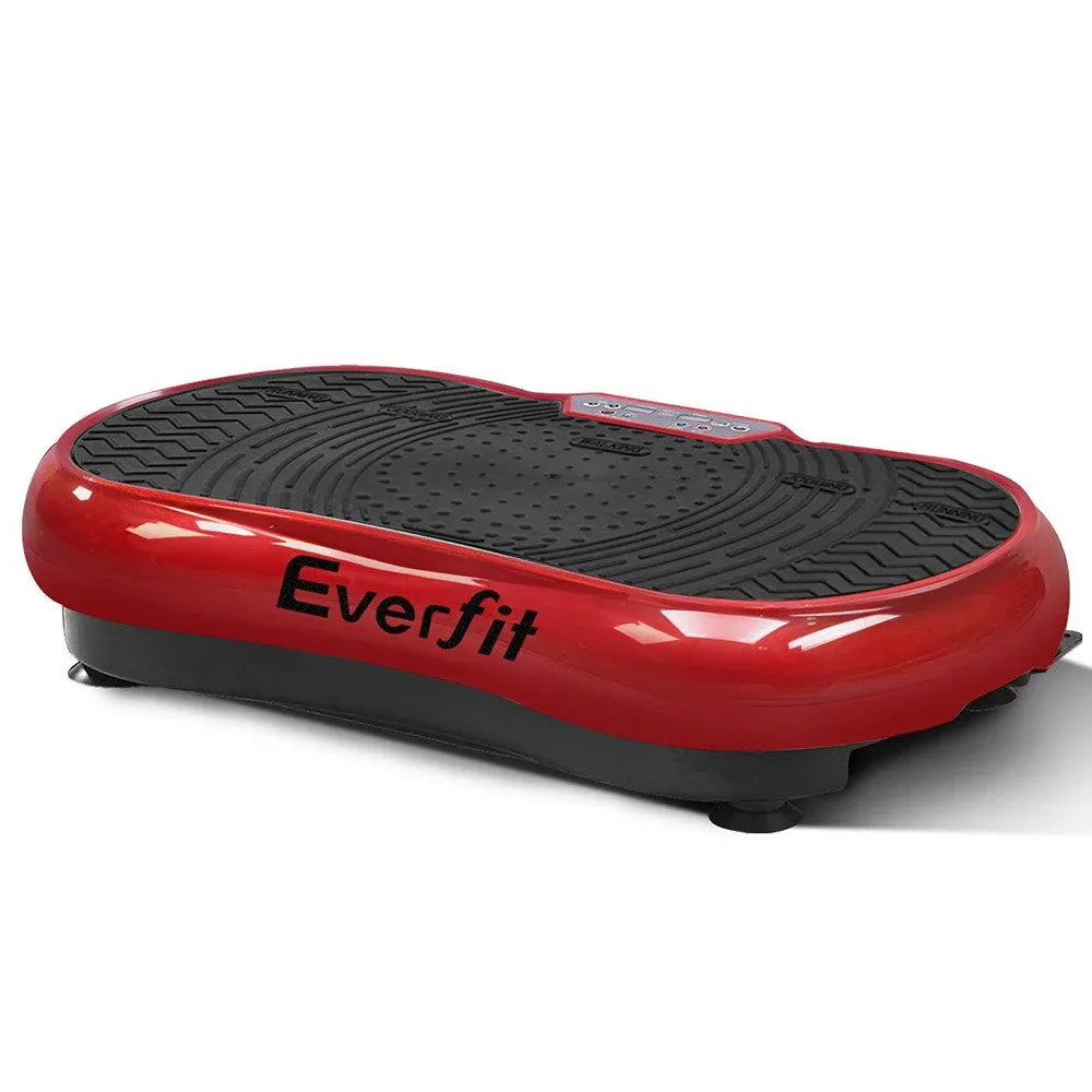 Everfit Vibration Machine round platform with digital display and remote control on wood floor.