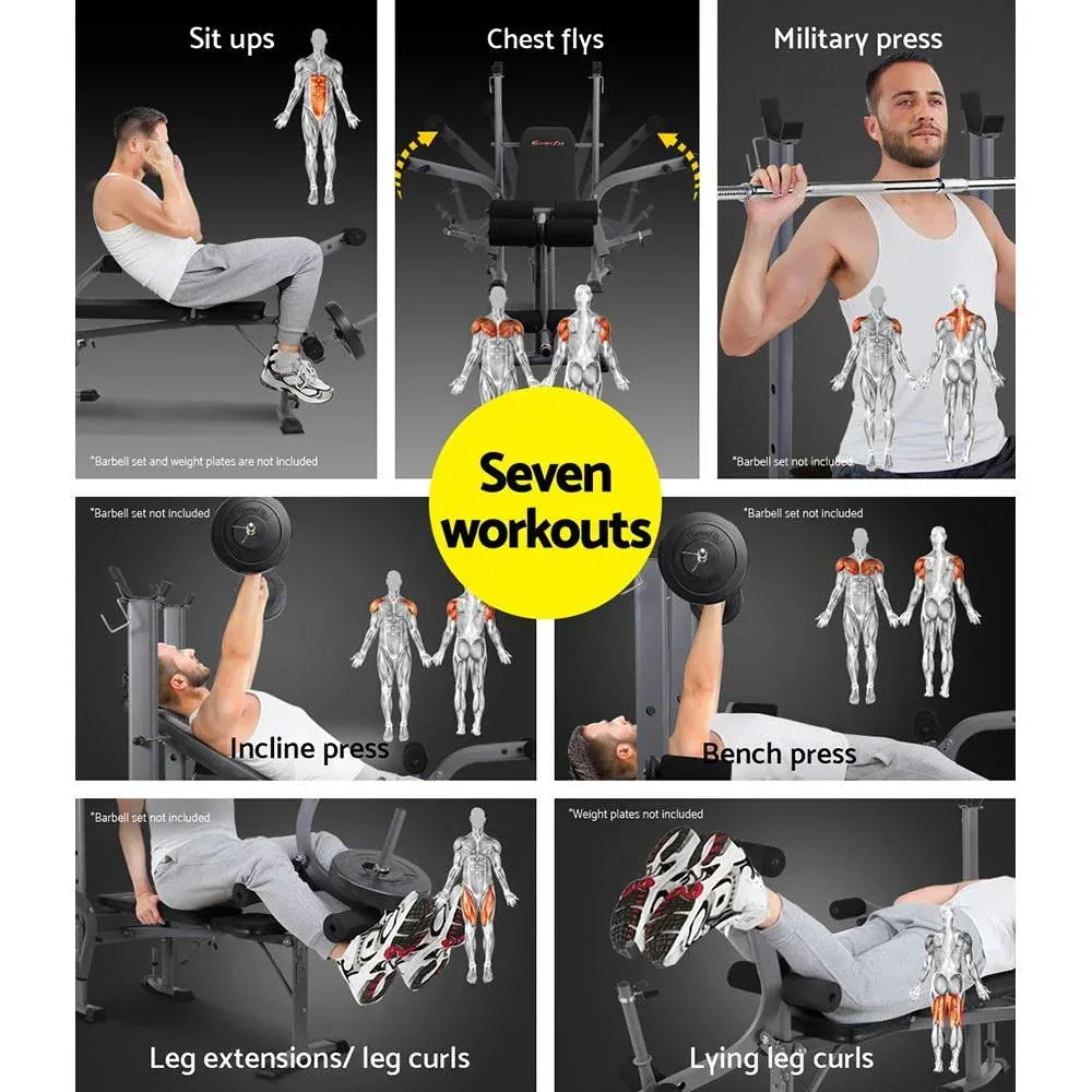 Everfit Weight Bench 8 in 1 Bench Press Adjustable Home Gym Station - Snagva