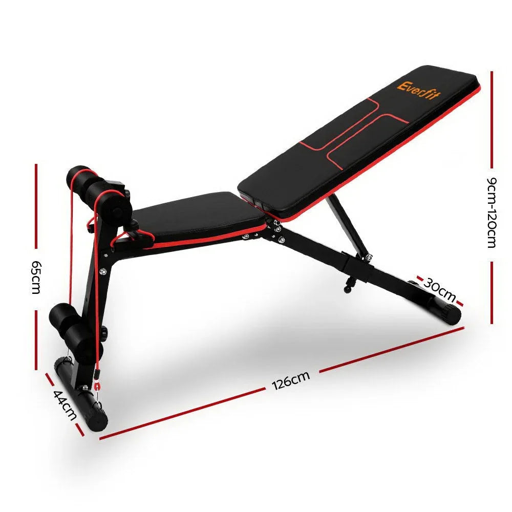 Side view of Everfit weight bench in incline position highlighting durable construction.