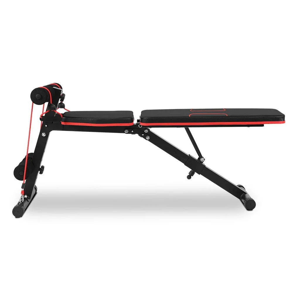 Backrest of Everfit FID Bench adjusted to a high incline position with padded support.