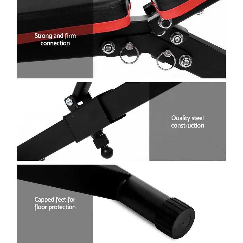 Full view of Everfit Adjustable FID Weight Bench set up for bench press exercise.