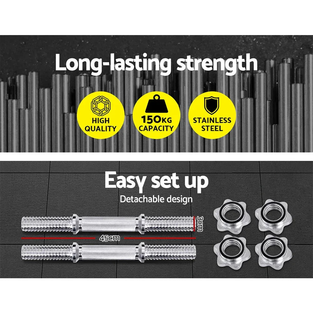 Everfit 45cm Dumbbell Bar Gym Home Exercise 150kg Capacity - Snagva