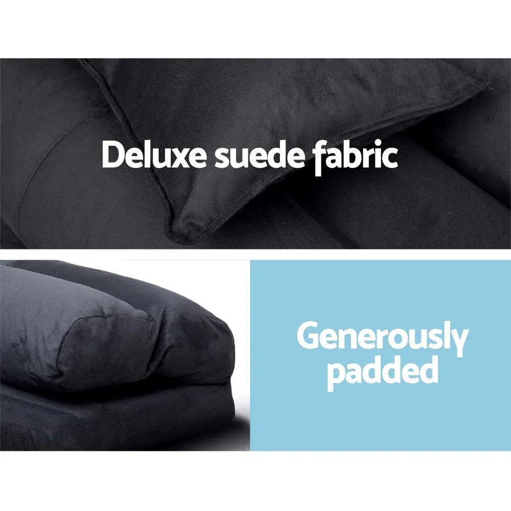 Fully reclined Artiss floor sofa bed in lounge position with soft cushioning.