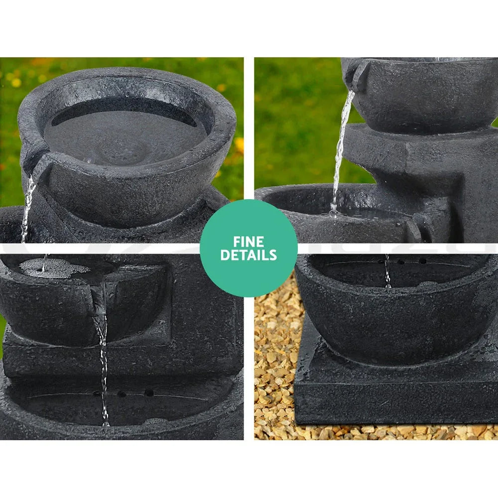 Set of 2W polycrystalline solar panel and rechargeable battery used to power the fountain