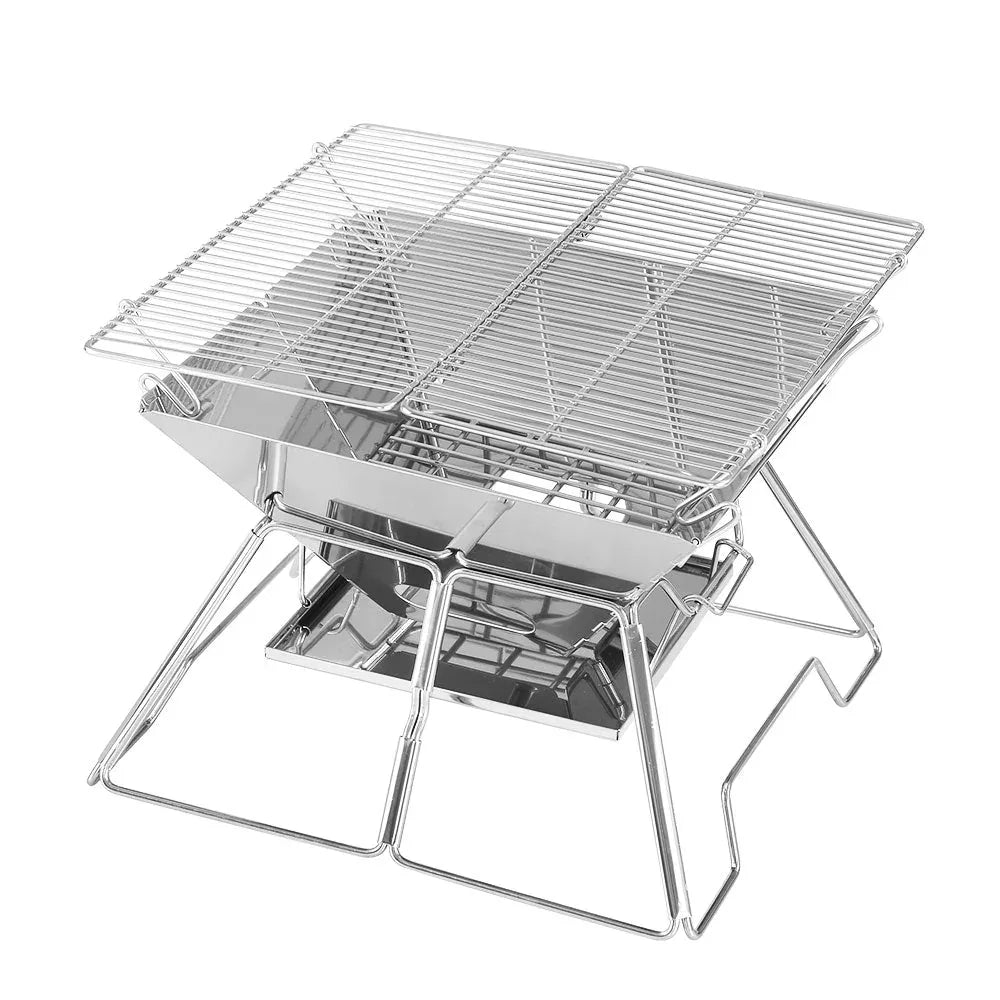 Grillz Camping Fire Pit BBQ 2-in-1 Grill Smoker Outdoor Portable