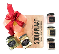 GIFT BOX OF 5 GOURMET SALTS, SALT PLATE AND SALT CANDLE
