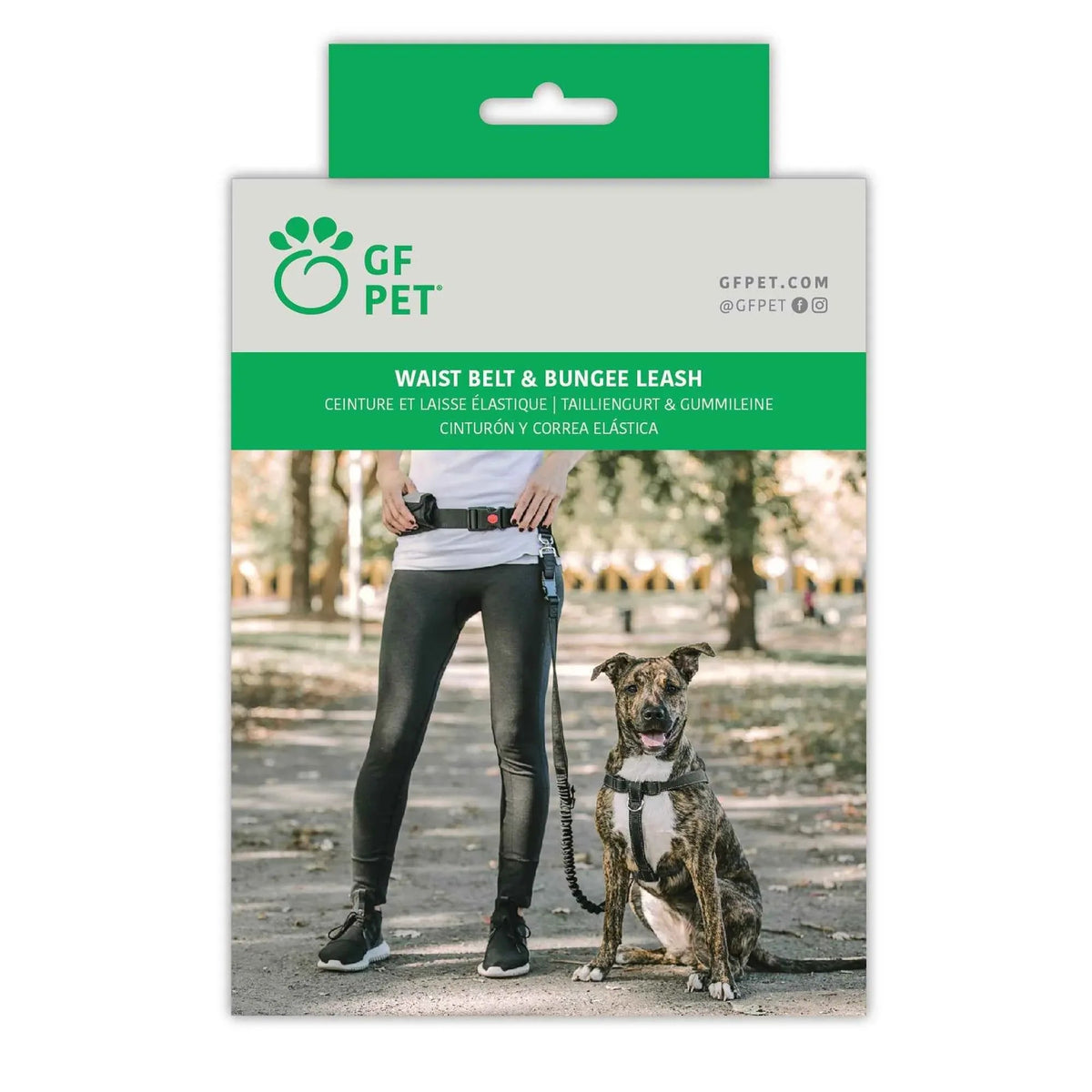 Leash attached to waist belt showcasing swivel hook and compact pouch for dog accessories