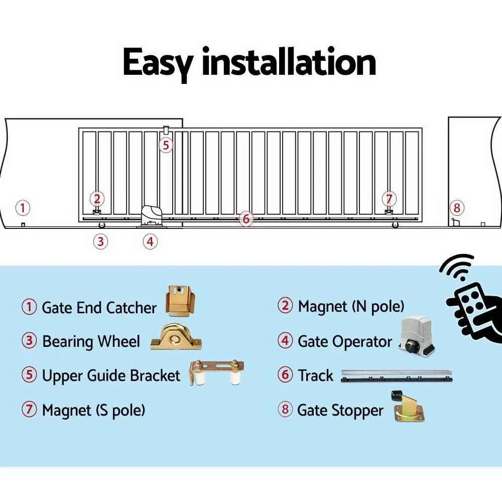 LockMaster Electric Sliding Gate Opener 1200KG Auto Remote Hardware
