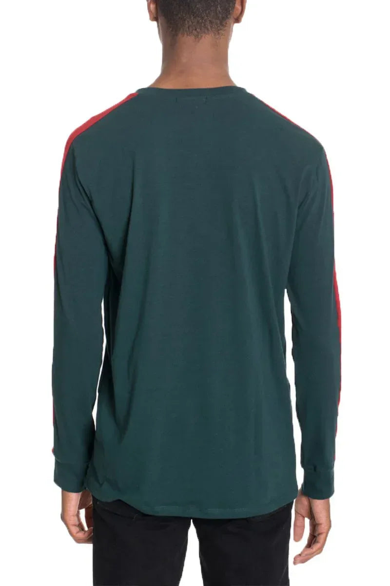 SIDE STRIPE LONG SLEEVE- GREEN - Snagva