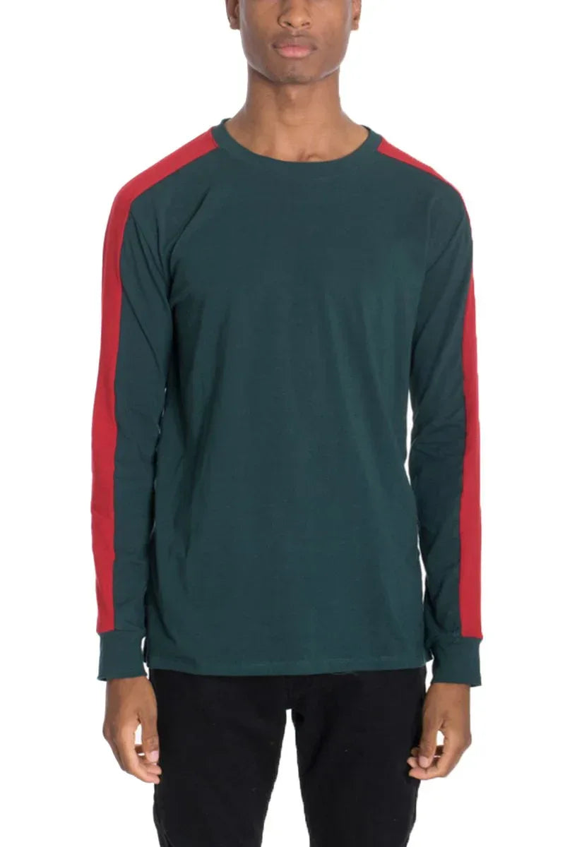 SIDE STRIPE LONG SLEEVE- GREEN - Snagva