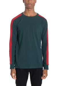 SIDE STRIPE LONG SLEEVE- GREEN - Snagva